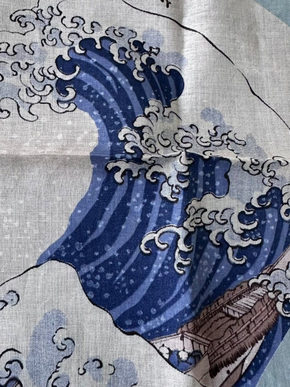 Vintage Japanese Wave Scarf / Handkerchief – NWT 16” Great Wave off Kanagawa